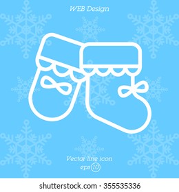 Web line icon. Baby's bootees