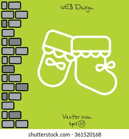 Web line icon. Baby's bootees