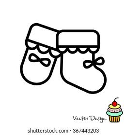 Web line icon. Baby's bootees