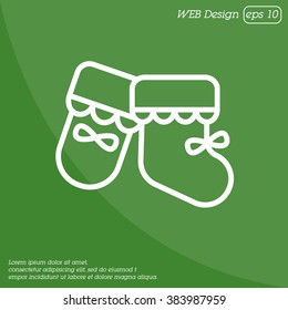Web line icon. Baby's bootees