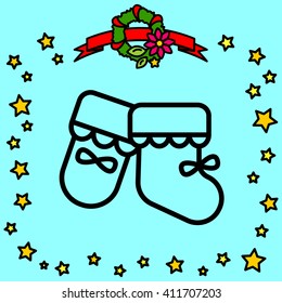 Web line icon. Baby's bootees