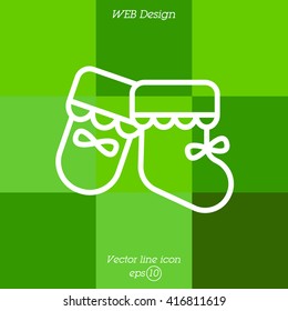 Web line icon. Baby's bootees