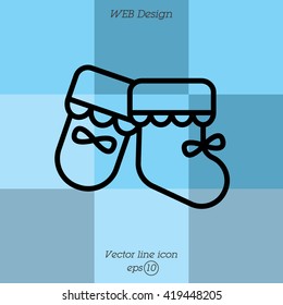 Web line icon. Baby's bootees