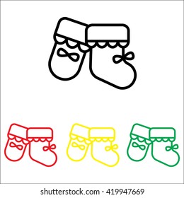 Web line icon. Baby's bootees