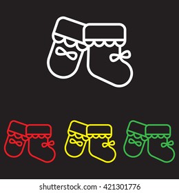 Web line icon. Baby's bootees
