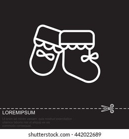 Web line icon. Baby's bootees