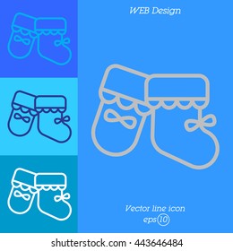 Web line icon. Baby's bootees