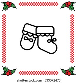 Web line icon. Baby's bootees