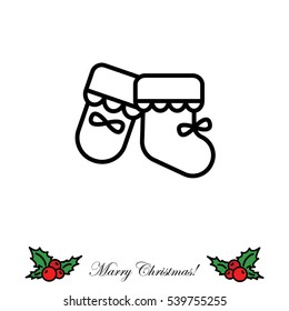 Web line icon. Baby's bootees
