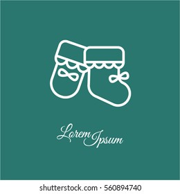 Web line icon. Baby's bootees