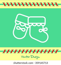 Web line icon. Baby's booties