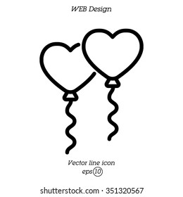 Web line icon. Balloons.