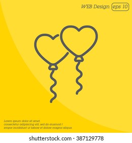 Web line icon. Balloons.