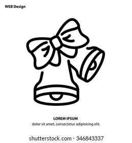 Web line icon. Bell with bow