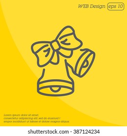 Web line icon. Bell with bow