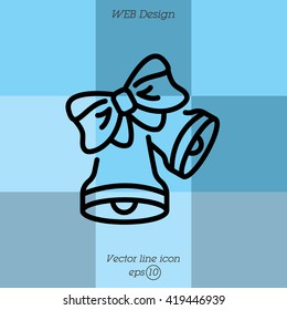 Web line icon. Bell with bow