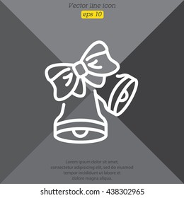 Web line icon. Bell with bow