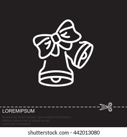 Web line icon. Bell with bow