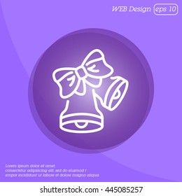 Web line icon. Bell with bow