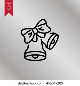 Web line icon. Bell with bow