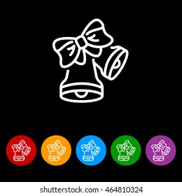 Web line icon. Bell with bow