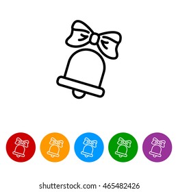 Web line icon. Bell with bow, school bell