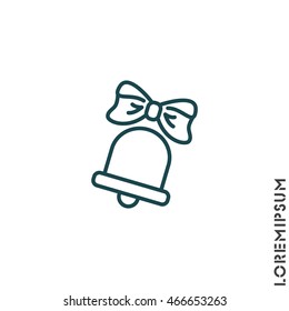 Web line icon. Bell with bow, school bell