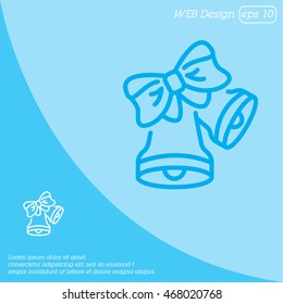 Web line icon. Bell with bow