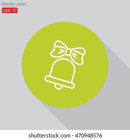 Web line icon. Bell with bow, school bell