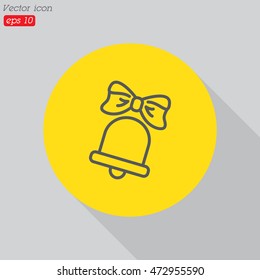 Web line icon. Bell with bow, school bell