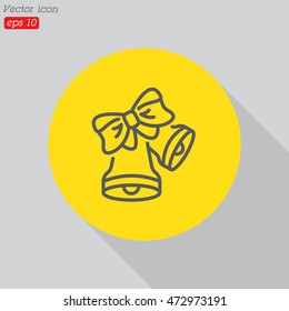 Web line icon. Bell with bow