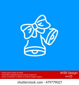 Web line icon. Bell with bow