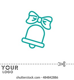 Web line icon. Bell with bow, school bell