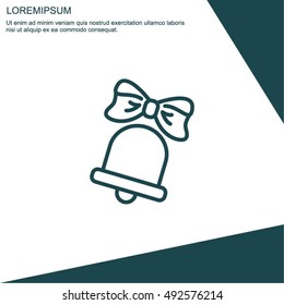 Web line icon. Bell with bow, school bell