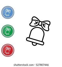 Web line icon. Bell with bow, school bell