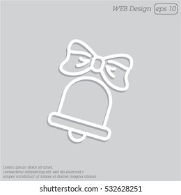 Web line icon. Bell with bow, school bell