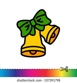 Web line icon. Bell with bow