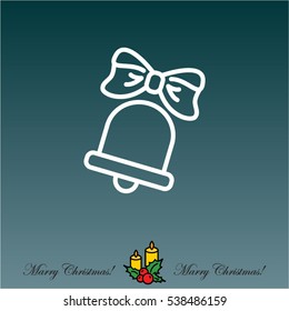 Web line icon. Bell with bow, school bell