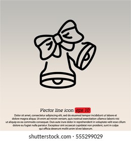 Web line icon. Bell with bow