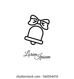 Web line icon. Bell with bow, school bell