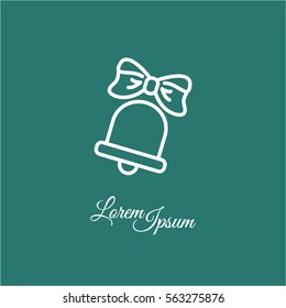 Web line icon. Bell with bow, school bell