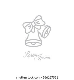 Web line icon. Bell with bow