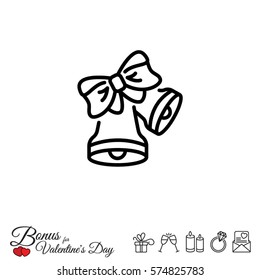 Web line icon. Bell with bow