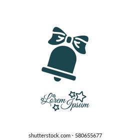 Web line icon. Bell with bow, school bell
