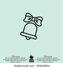 Web line icon. Bell with bow, school bell