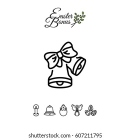 Web line icon. Bell with bow