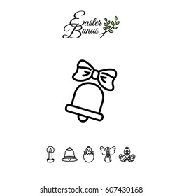 Web line icon. Bell with bow, school bell