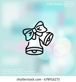Web line icon. Bell with bow