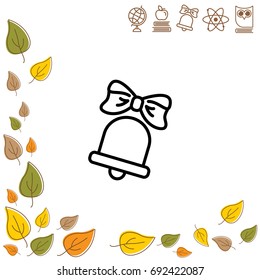 Web line icon. Bell with bow, school bell