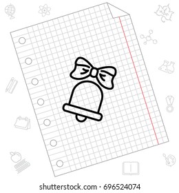 Web line icon. Bell with bow, school bell